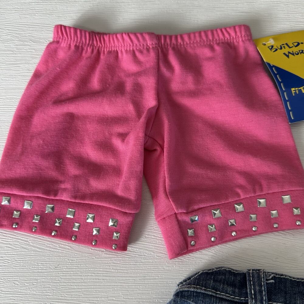 Build-a-Bear Workshop Clothes Bottoms Pink Pants Denim Skirt Bling Y2K BAB - Picture 2 of 10